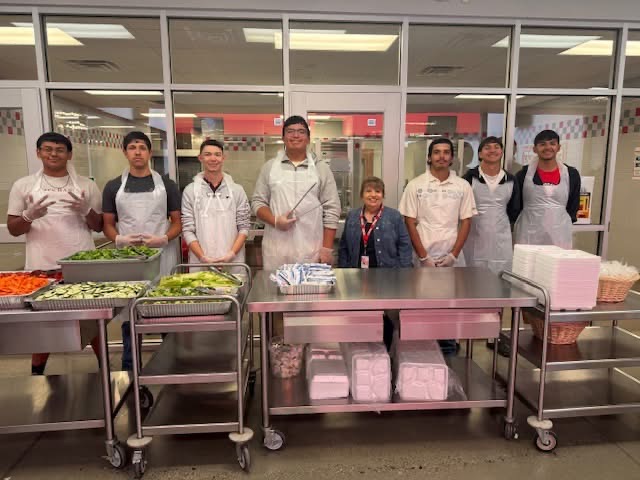 Culberson County-Allamoore ISD baseball team serving Texas Fruit and Veggie Day food