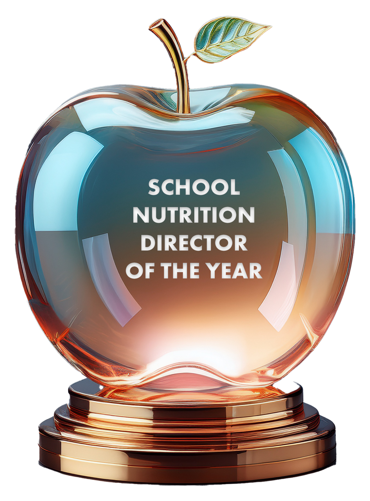 an image of a crystal award in the shape of an apple