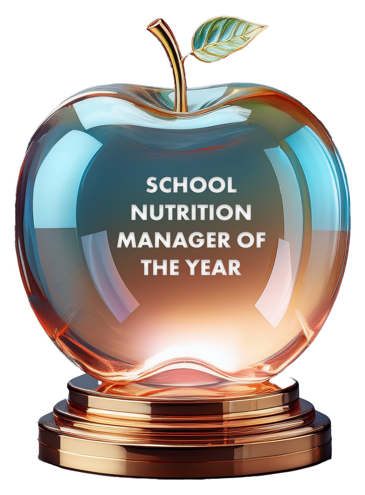 image of an crystal award in the shape of an apple