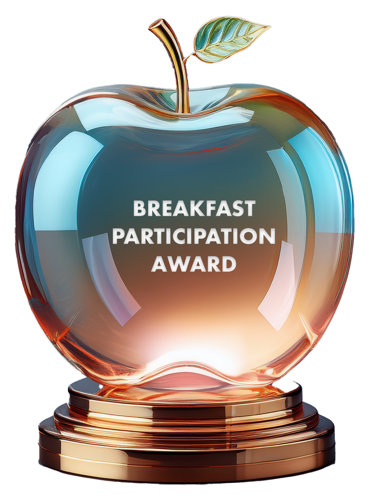 an image of a crystal award in the shape of an apple