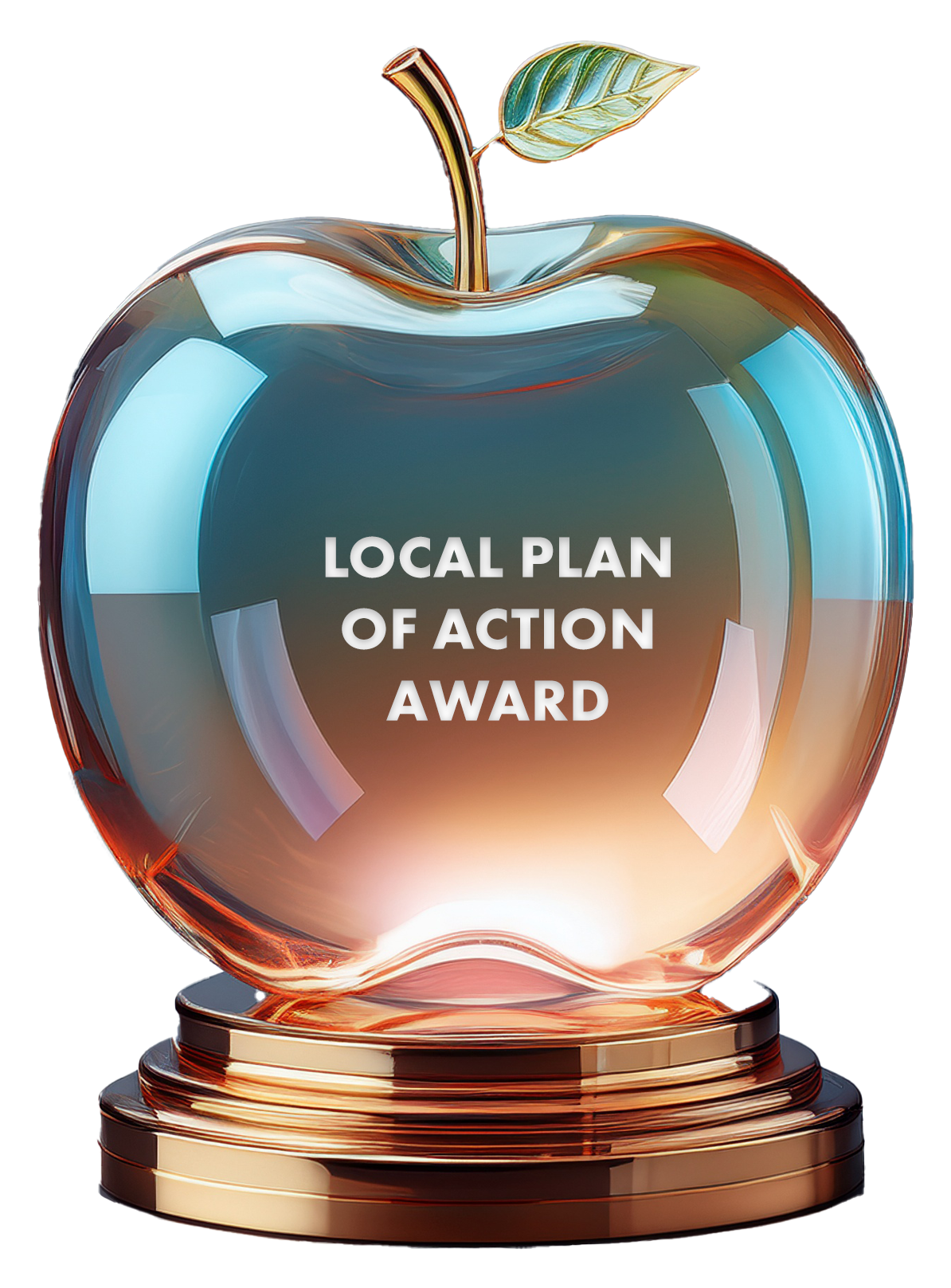 an image of a crystal award in the shape of an apple