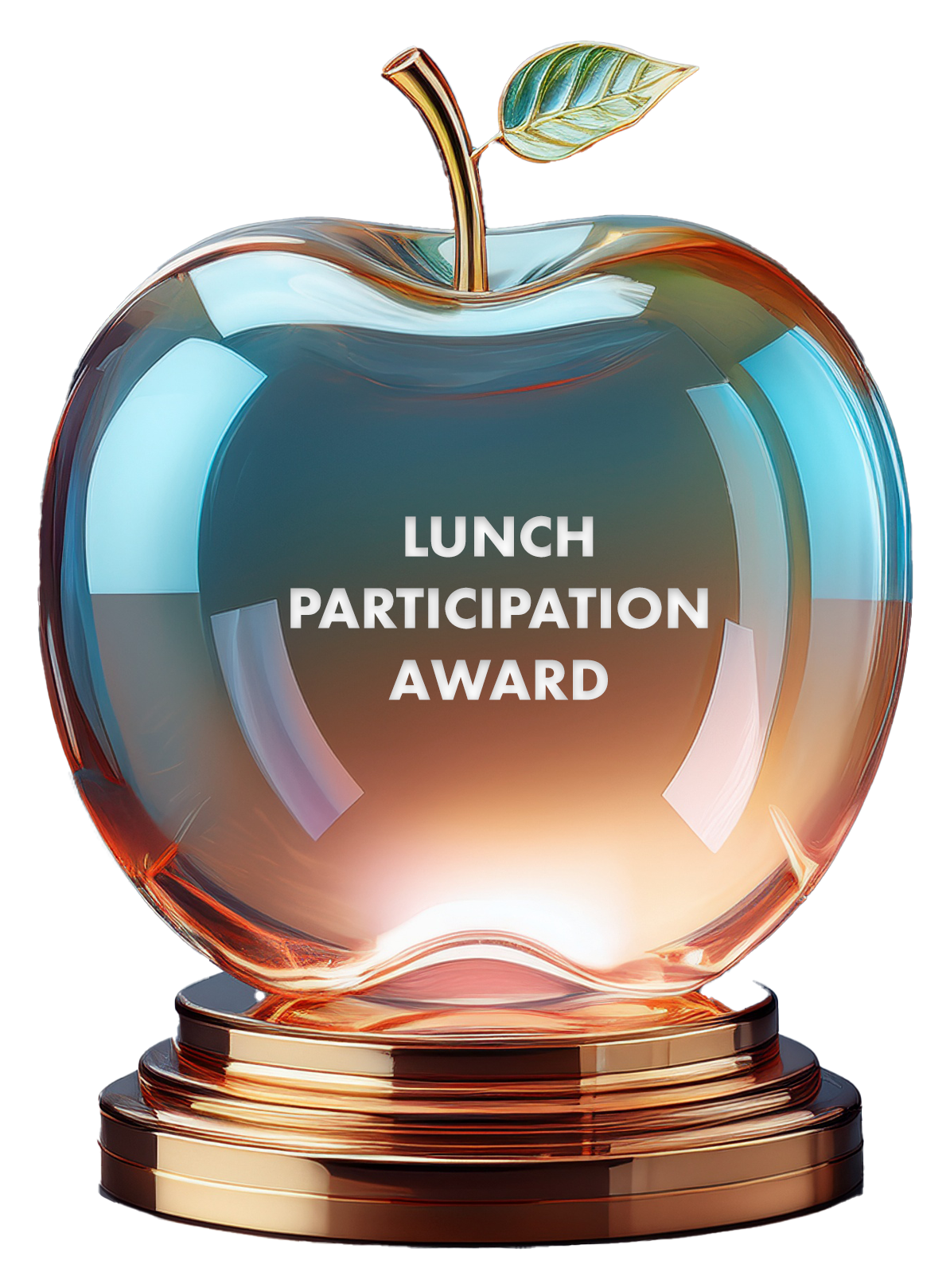 an image of a crystal award in the shape of an apple