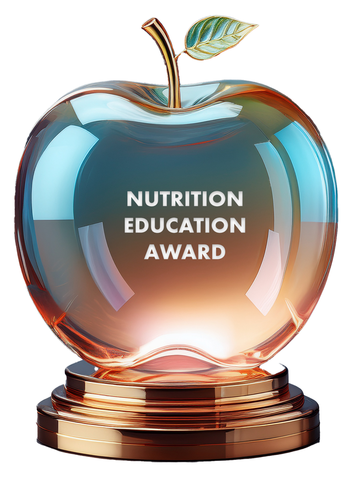 an image of a crystal award in the shape of an apple