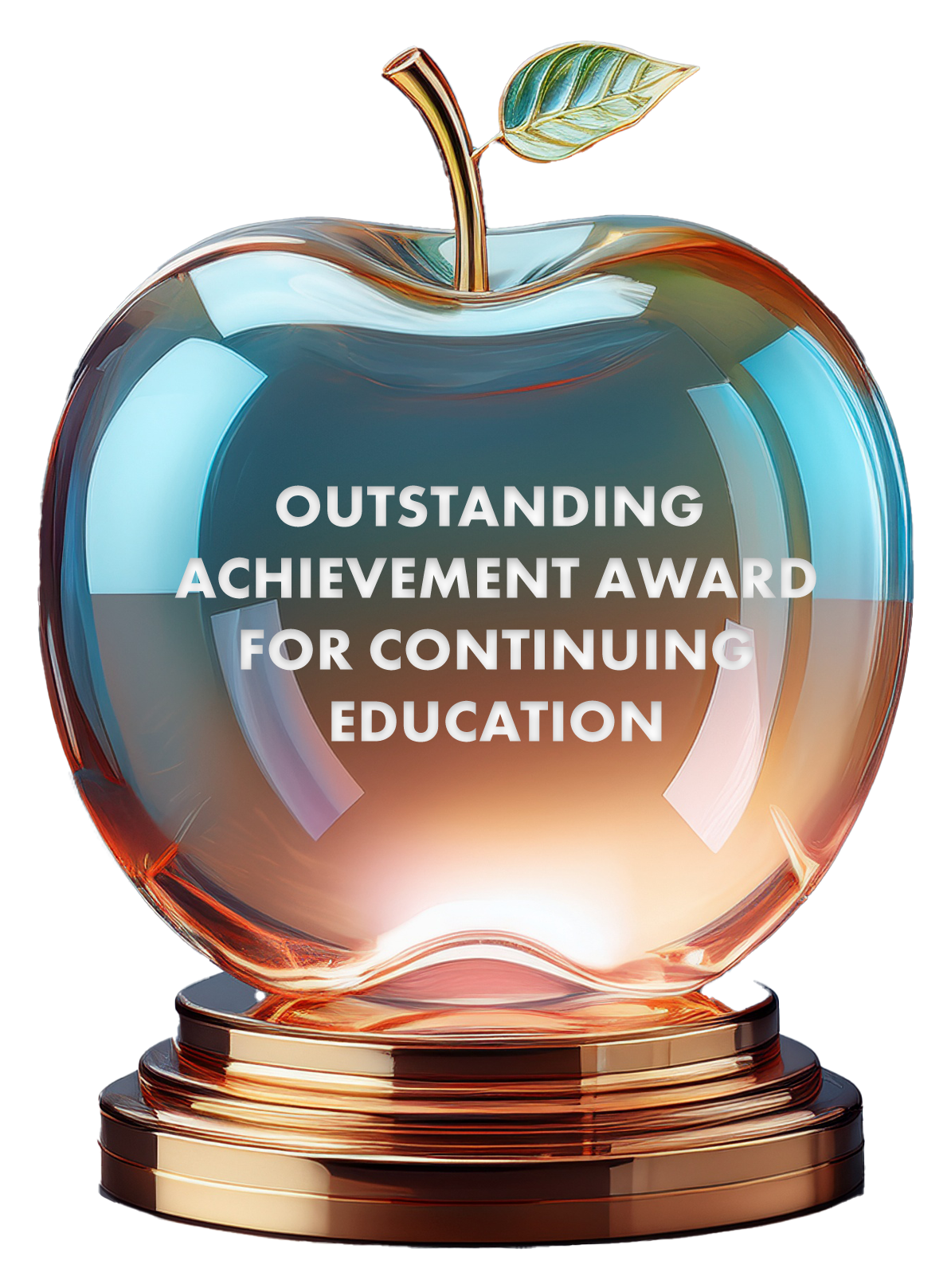 an image of a crystal award in the shape of an apple