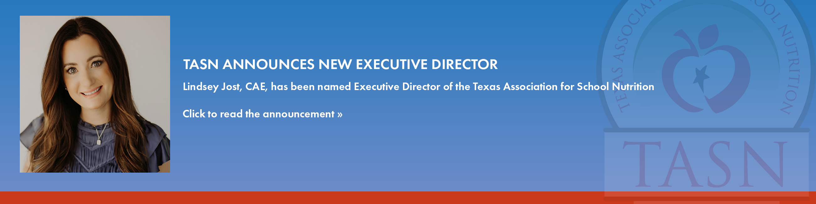 an image showing the TASN executive director with a link to read a news announcement